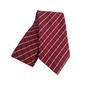 BROOKS BROTHERS Tie Striped Stain Resistant Red Blue‎ & Yellow 100% Silk